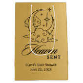 Heaven Sent Baby shower Gouden Maansterren Medium Cadeauzakje (Achterkant)