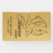Heaven Sent Baby shower Gouden Maansterren Spandoek (Horizontaal)