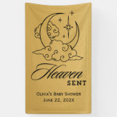 Heaven Sent Baby shower Gouden Maansterren Spandoek (Verticaal)