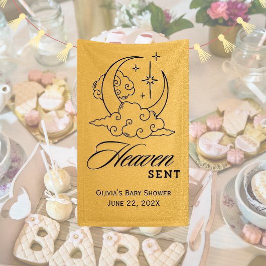 Heaven Sent Baby shower Gouden Maansterren Spandoek