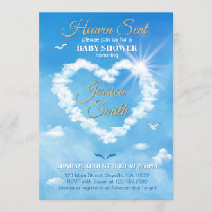 Heaven Sent Baby shower Invitation Kaart