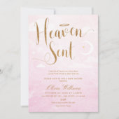 Heaven Sent Baby shower Pink and Gold Kaart (Voorkant)