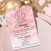 Heaven Sent Baby shower Roze Maan Sterren Uitnodig Kaart