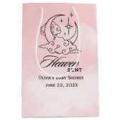 Heaven Sent Baby shower Roze Maansterren Medium Cadeauzakje (Voorkant)