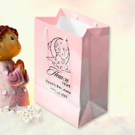 Heaven Sent Baby shower Roze Maansterren Medium Cadeauzakje