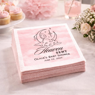 Heaven Sent Baby shower Roze Maansterren Servet