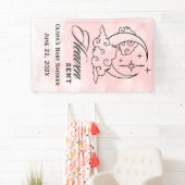 Heaven Sent Baby shower Roze Maansterren Spandoek (Insitu)