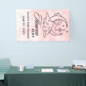 Heaven Sent Baby shower Roze Maansterren Spandoek (Beurs)