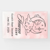 Heaven Sent Baby shower Roze Maansterren Spandoek (Horizontaal)