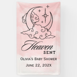 Heaven Sent Baby shower Roze Maansterren Spandoek