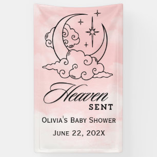 Heaven Sent Baby shower Roze Maansterren Spandoek