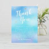 Heaven Sent Baby shower Sterren Blauw Bedankkaart (Staand voorkant)