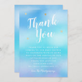 Heaven Sent Baby shower Sterren Blauw Bedankkaart (Voorkant / Achterkant)