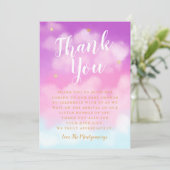 Heaven Sent Baby shower Sterren Roze Bedankkaart (Staand voorkant)