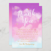 Heaven Sent Baby shower Sterren Roze Bedankkaart (Voorkant / Achterkant)