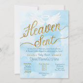 Heaven Sent Baby shower Uitnodiging - Boy Angel (Voorkant)