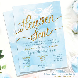 Heaven Sent Baby shower Uitnodiging - Boy Angel