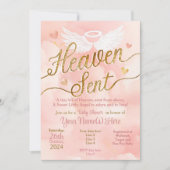 Heaven Sent Baby shower Uitnodiging - Little Angel (Voorkant)