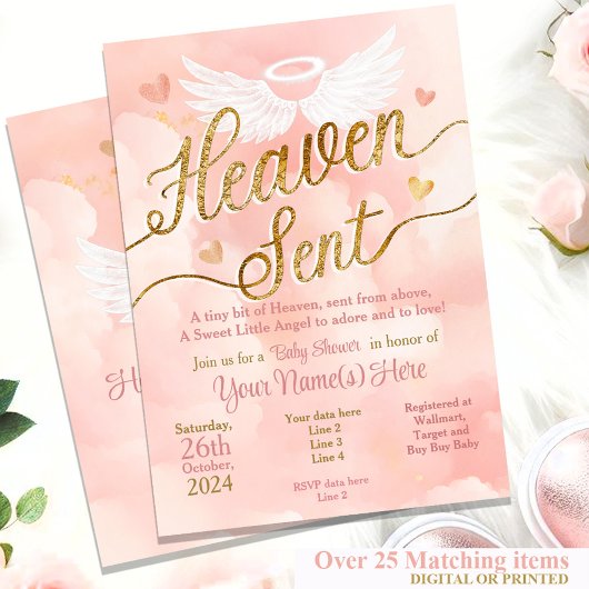 Heaven Sent Baby shower Uitnodiging - Little Angel