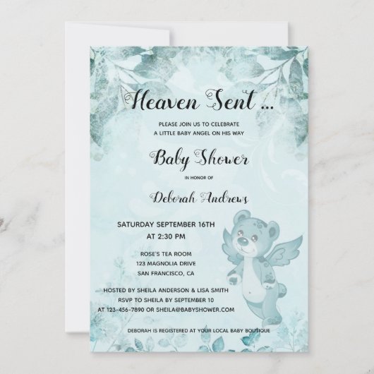 Heaven Sent Beer Angel Baby shower Uitnodiging (Voorkant)
