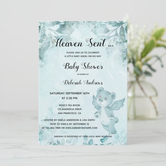 Heaven Sent Beer Angel Baby shower Uitnodiging (Staand voorkant)