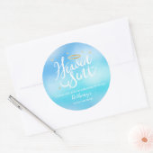 Heaven Sent Blue Baby shower Favor Ronde Sticker (Envelop)