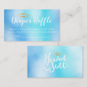 Heaven Sent Blue Baby shower Luier Raffle Ticket Informatiekaartje (Voorkant / Achterkant)