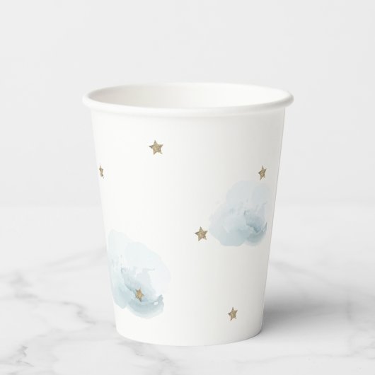 Heaven Sent Blue Cloud Boy Baby shower Papieren Bekers (Achterkant)