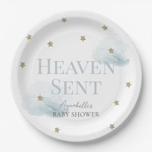 Heaven Sent Blue Cloud Boy Baby shower Papieren Bordje