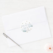 Heaven Sent Blue Cloud Boy Baby shower Ronde Sticker (Envelop)