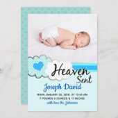 Heaven Sent Blue Clouds Foto geboorteaankondiging Aankondiging (Voorkant / Achterkant)