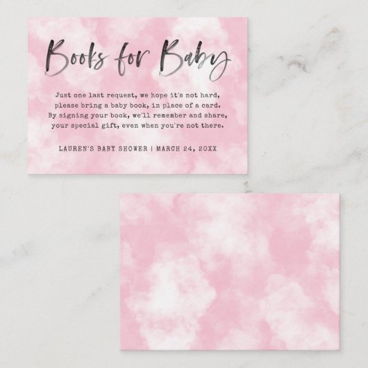 Heaven Sent Book Request | Baby shower | Roze Informatiekaartje (Voorkant / Achterkant)