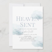 Heaven Sent Boy Blue Cloud Baby shower Kaart (Voorkant)