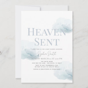 Heaven Sent Boy Blue Cloud Baby shower Kaart