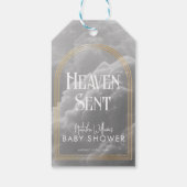 Heaven Sent Clouds Golden Neutral Baby shower Cadeaulabel (Achterkant)