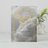 Heaven Sent Clouds Golden Neutral Baby shower Folie Uitnodiging (Staand Voorkant)