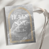 Heaven Sent Clouds Golden Neutral Baby shower Kaart