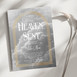 Heaven Sent Clouds Golden Neutral Baby shower Kaart