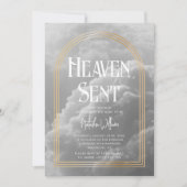 Heaven Sent Clouds Golden Neutral Baby shower Kaart (Voorkant)