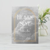 Heaven Sent Clouds Golden Neutral Baby shower Kaart (Staand voorkant)