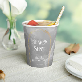 Heaven Sent Clouds Golden Neutral Baby shower Papieren Bekers