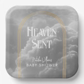 Heaven Sent Clouds Golden Neutral Baby shower Papieren Bordje (Voorkant)