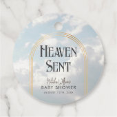 Heaven Sent Clouds Sky Boho Arch Baby shower Bedankjes Labels (Achterkant)