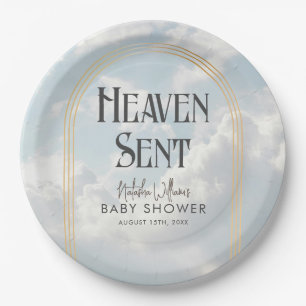 Heaven Sent Clouds Sky Boho Arch Baby shower Papieren Bordje