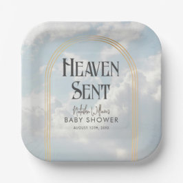 Heaven Sent Clouds Sky Boho Arch Baby shower Papieren Bordje