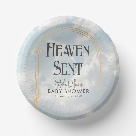 Heaven Sent Clouds Sky Boho Arch Baby shower Papieren Kommen (Voorkant)