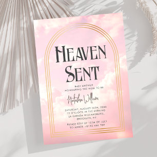 Heaven Sent Clouds Sky Pink Baby shower Kaart