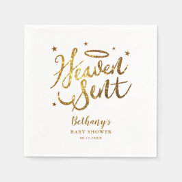 Heaven Sent Elegant Baby shower Gouden Glitter Servet