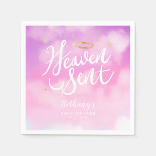 Heaven Sent Elegant Baby shower Pink Servet (Voorkant)