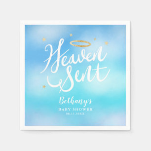 Heaven Sent Elegant Blue Sky Baby shower Servet
